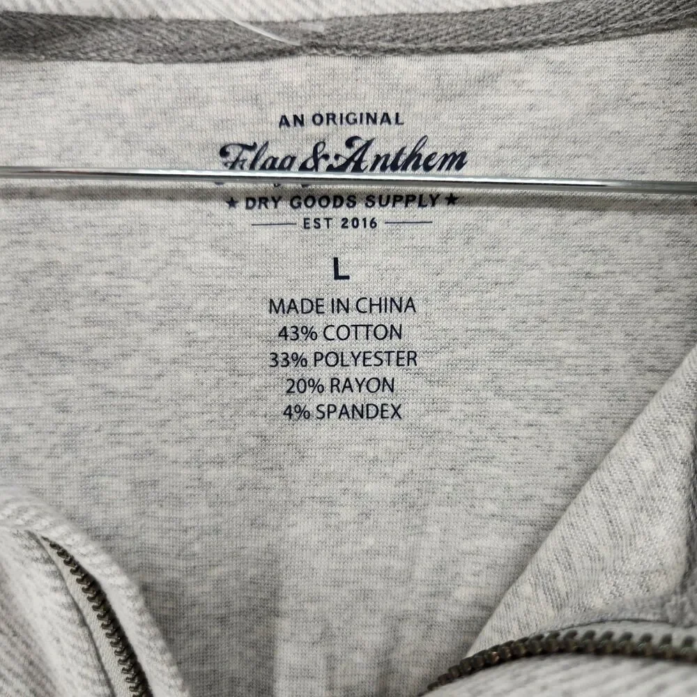 Flag & Anthem Men's Large Grey Hero Solid‎ Twill Quarter Zip Sweater NWT